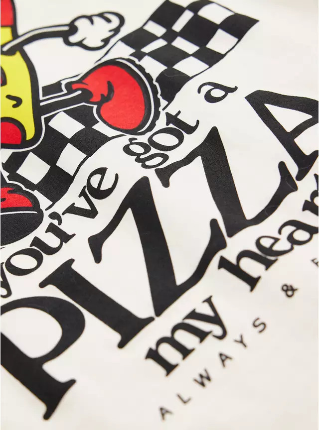 White Valentine's Day Pizza My Heart Long Sleeve Tee 12 years | Tu Clothing