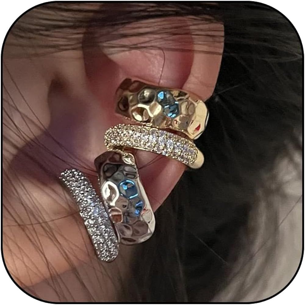 Ear Cuff Earrings for Women Chunky Gold Ear Cuff Silver Clip On Earrings for Girls Cartilage Earr... | Amazon (US)