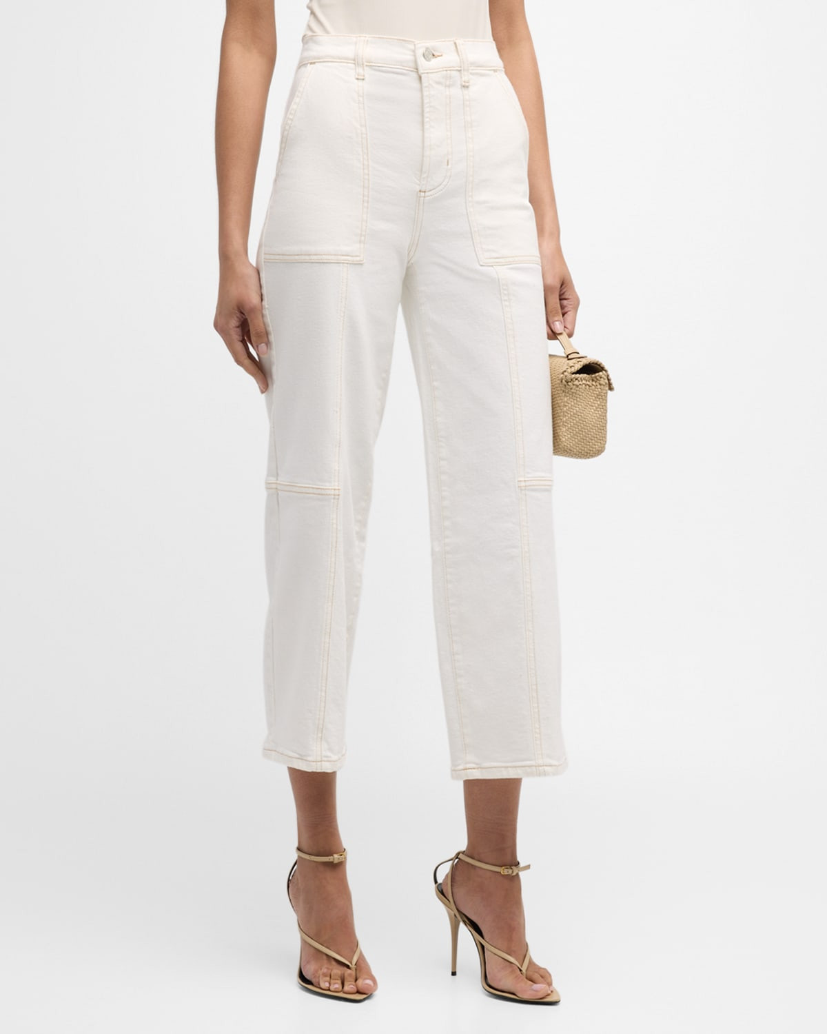 Getty Cropped Denim Utility Pants | Neiman Marcus