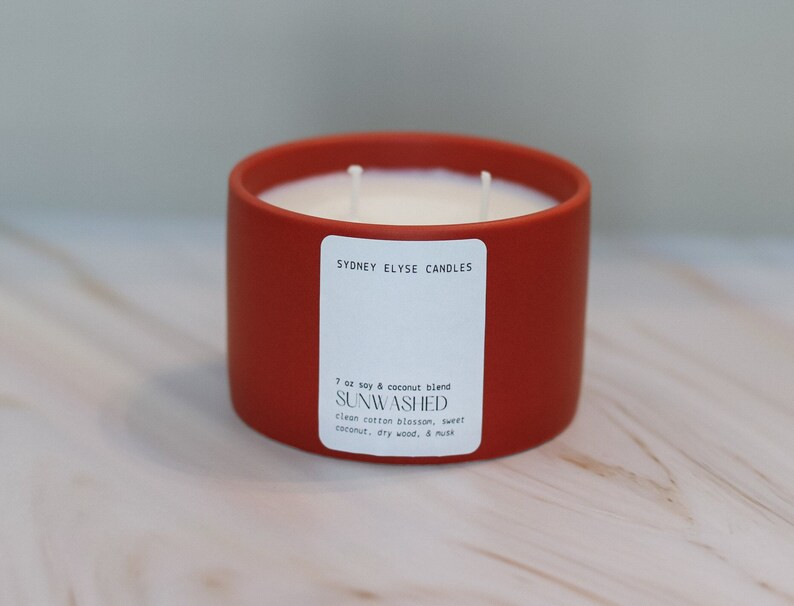 Sunwashed Soy & Coconut Blend Candle Clean Cotton Coconut Wood Musk Fragrance Summer Scent Fresh ... | Etsy (US)
