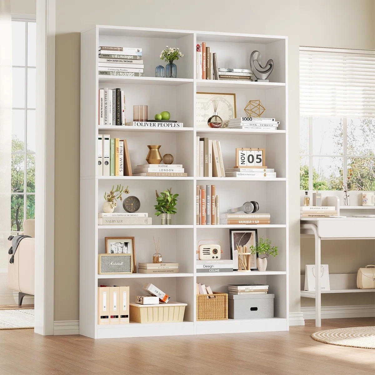  tall double bookcase is perfect for maximizing storage while keeping your space looking clean and styled. The multiple shelves give you plenty of room for books, decor, and storage bins, making it great for living rooms or home offices. The bright white finish keeps everything feeling light and modern. A great functional piece for organizing and decorating at the same time. 

#LTKSaleAlert #LTKHome