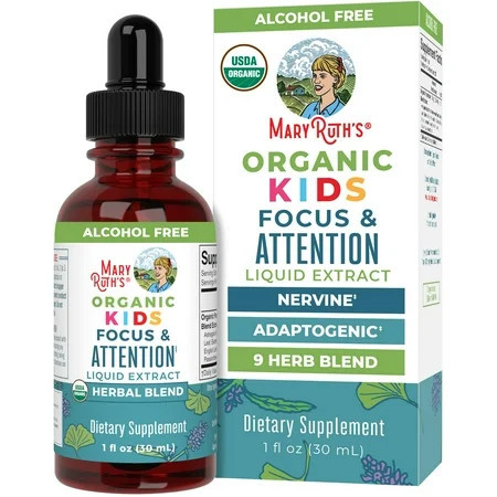 MaryRuth's Kids Focus & Attention Herbal Blend Liquid Drops, USDA Organic, Non-GMO, Unisex, 30ml | Walmart (US)
