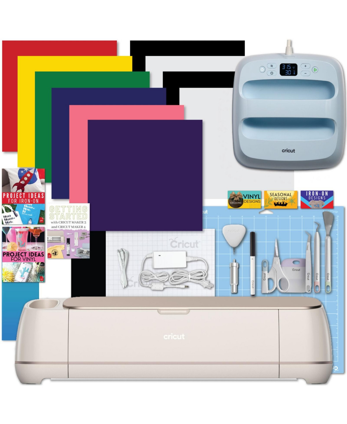 Cricut Maker 4 Cutting Machine with EasyPress 3 Heat Press and Materials Bundle - Light beige | Macy's