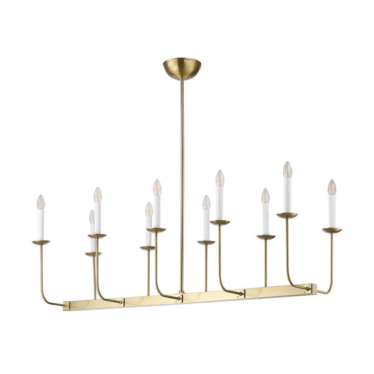 10-light Large Scale 47" Linear Branched Chandelier, Polished Brass Finish | Wayfair North America