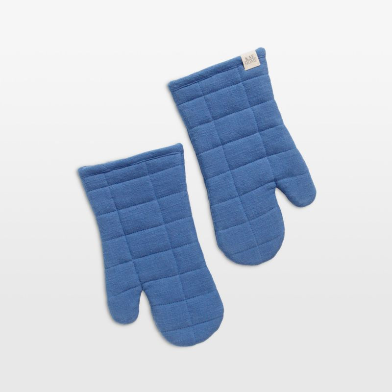 Monaco Dutch Blue Quilted Cotton Oven Mitt, Set of 2 | Crate & Barrel | Crate & Barrel