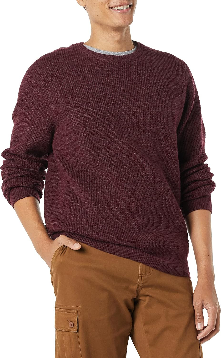 Amazon Essentials Men's Long-Sleeve Soft Touch Waffle Stitch Crewneck Sweater | Amazon (US)