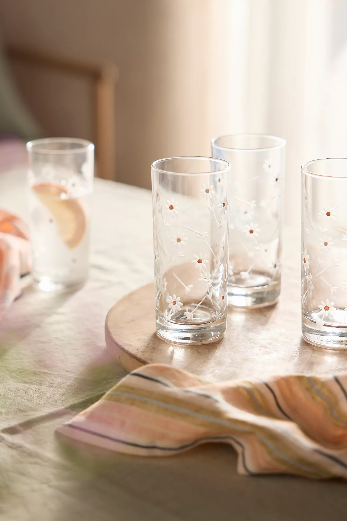 Daisy Etched Juice Glasses, Set of 4 | Anthropologie (US)
