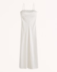 Satin Cowl Back Slip Midi Dress | Abercrombie & Fitch (US)