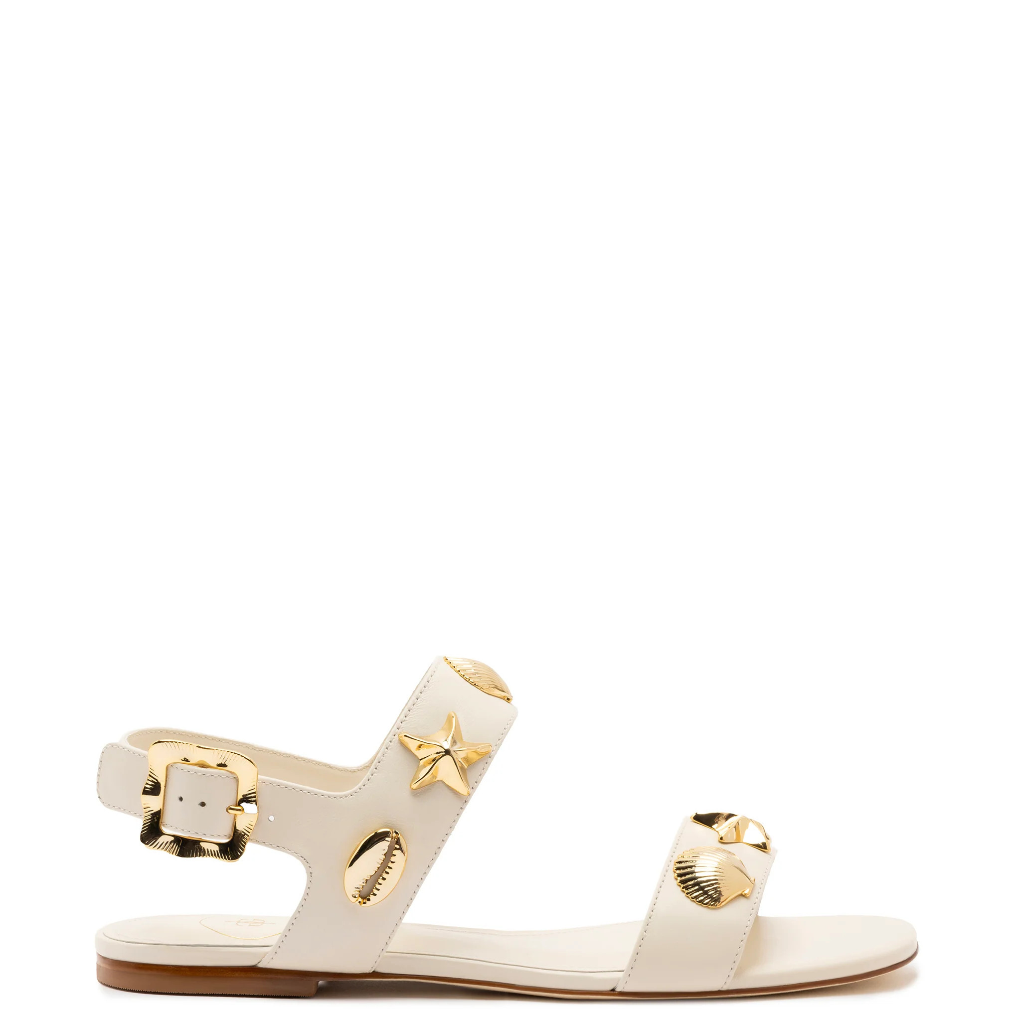 Madison Flat In Ivory Leather | Larroude