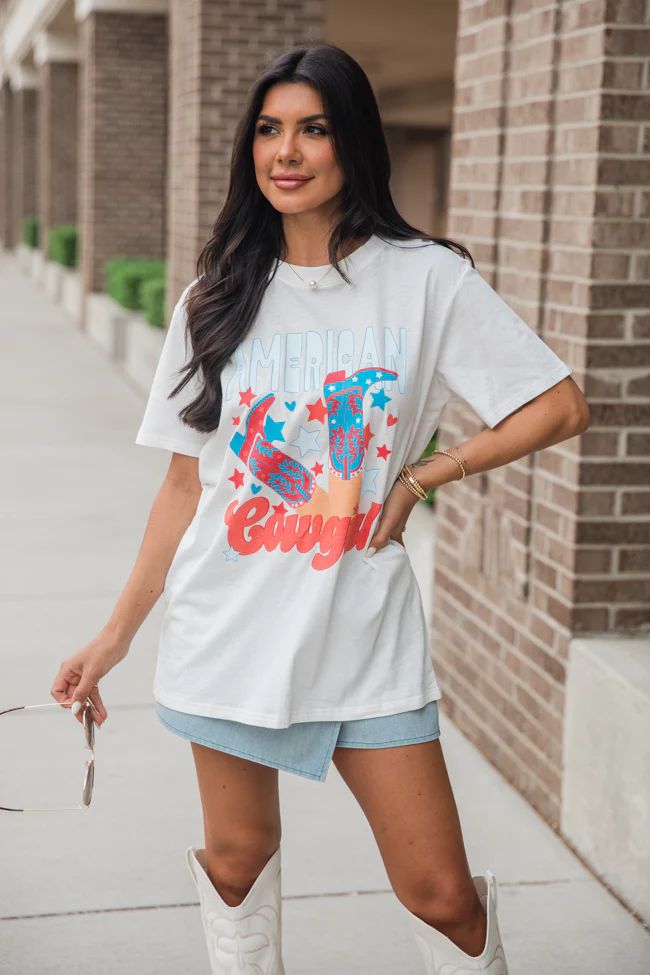 American Cowgirl White Oversized Graphic Tee DOORBUSTER | Pink Lily