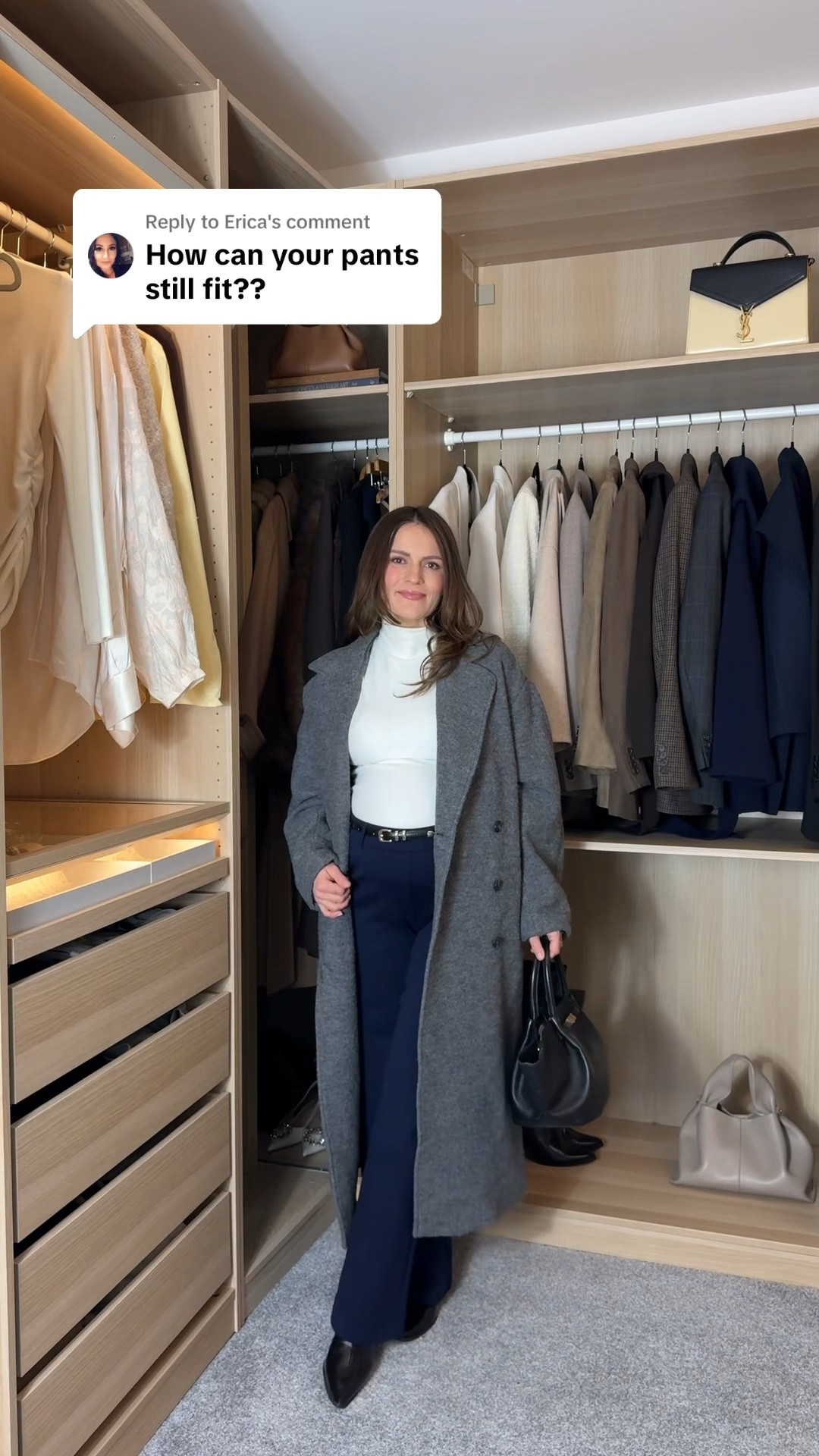 I had the same thought — that’s exactly why I’m sharing these videos. They’re extremely stretchy and, so far, I’ve had no issues wearing them. I actually own them in three different colours. They’ve honestly been my strongest soldiers during pregnancy, especially on days when I need something a bit more formal but still comfortable.

The top also has a built-in bra, so there’s no need for a separate bra — and I can confirm it’s very comfortable and supportive.

For reference, I’m 160 cm, around 63 kg, and wearing a size small.

#LTKwinter #LTKmaternity #LTKworkwear