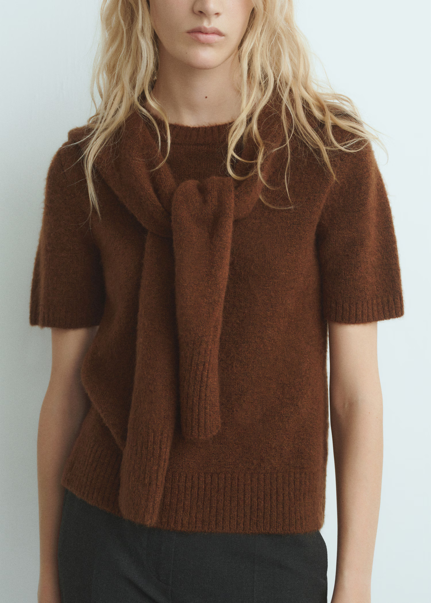 Short-sleeved combined sweater - Women | MANGO USA | Mango (US/MX/AU)