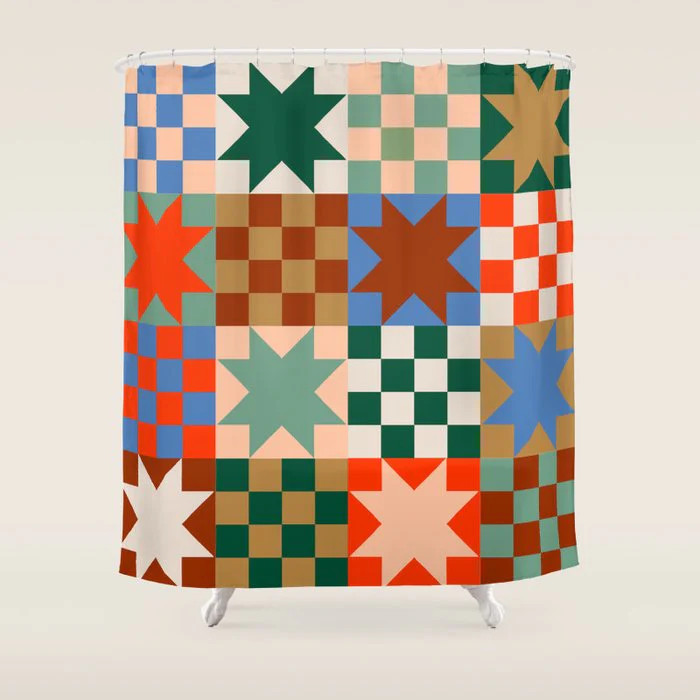 Earthy Patchwork Quilt Star Pattern Rustic Geometric Checkered Abstrac | Society6
