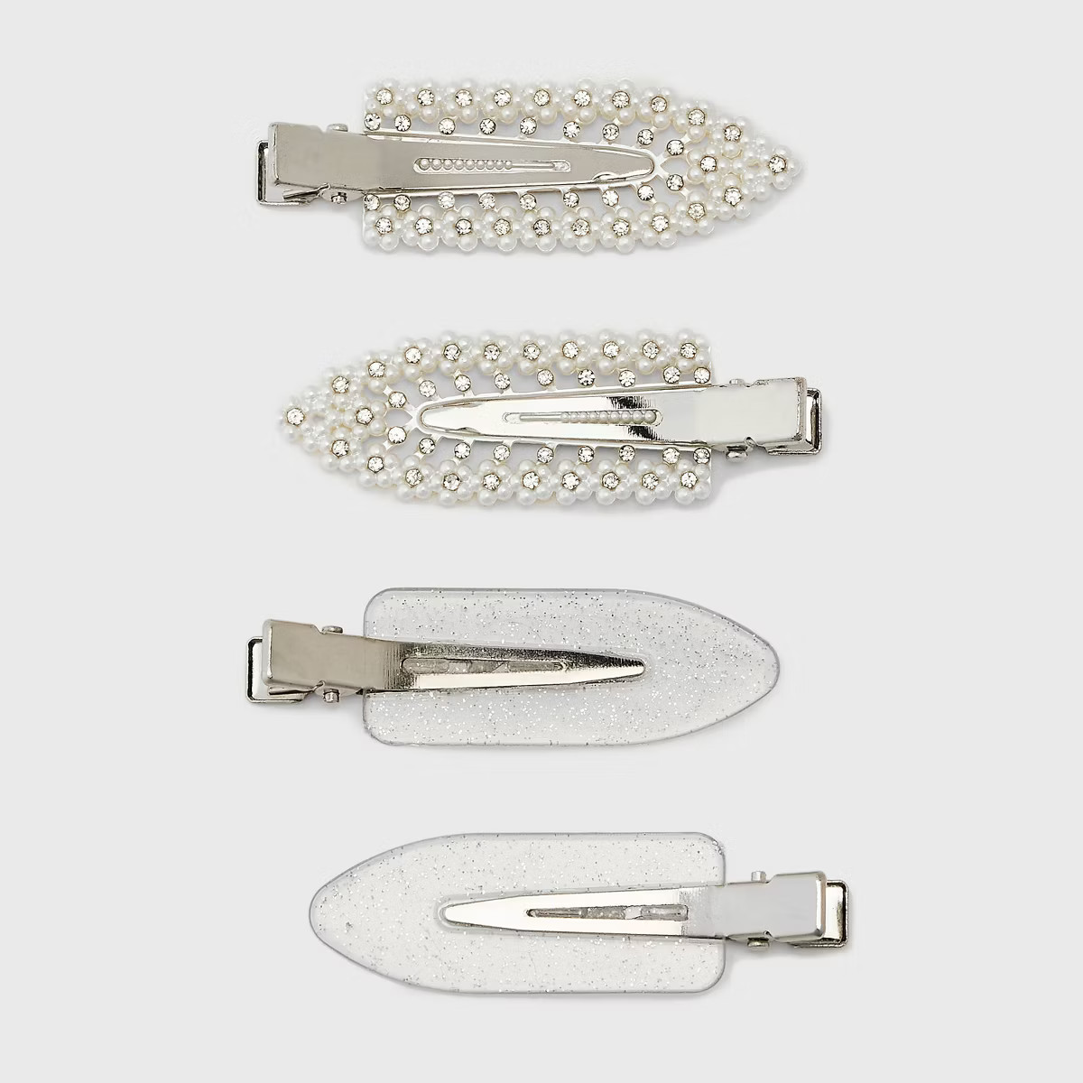 Pearl Creaseless Hair Clip Set 4pc - Wild Fable™ Silver | Target