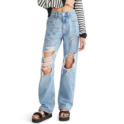 Aeropostale Womens Juniors High Rise Loose Fit Jean, Medium WASH, 00S | Amazon (US)