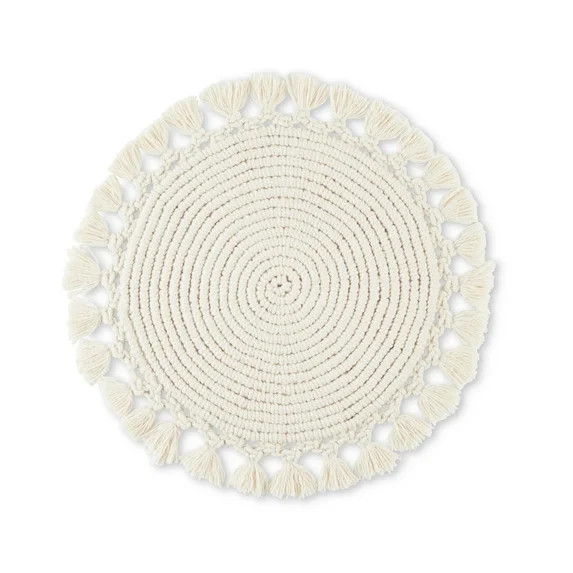 Better Homes & Garden Lauren Fabric Placemat, Natural, 16" Round, 1 Piece | Walmart (US)