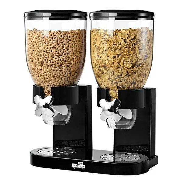 Zevro by Honey-Can-Do Double 17.5 oz Cereal Dispenser, Black | Walmart (US)