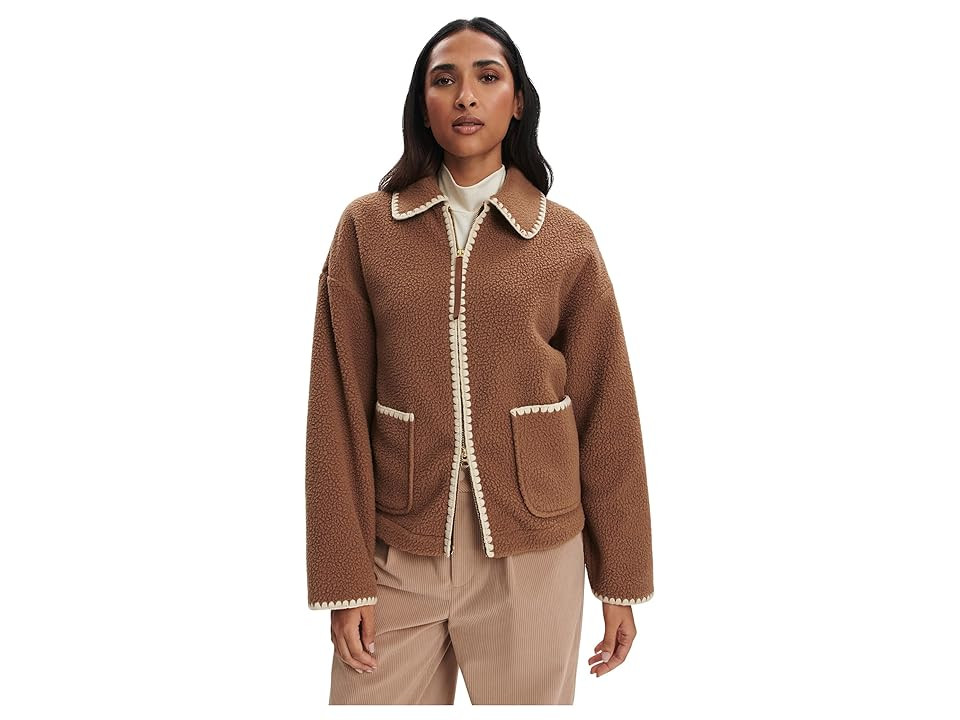 Varley Ruiko Zip Through Fleece Women's Coat Cocoa Dust : XL, Polyester | Zappos