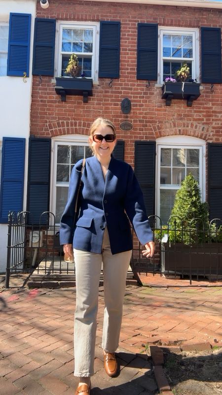 Outfit for a chilly and sunny spring day. I wanted something I could throw on since I didn’t have time to shower. I wore this sweater blazer with a cropped cashmere tank top underneath it. So comfortable but I felt really put together! 

#LTKSeasonal #LTKstyletip