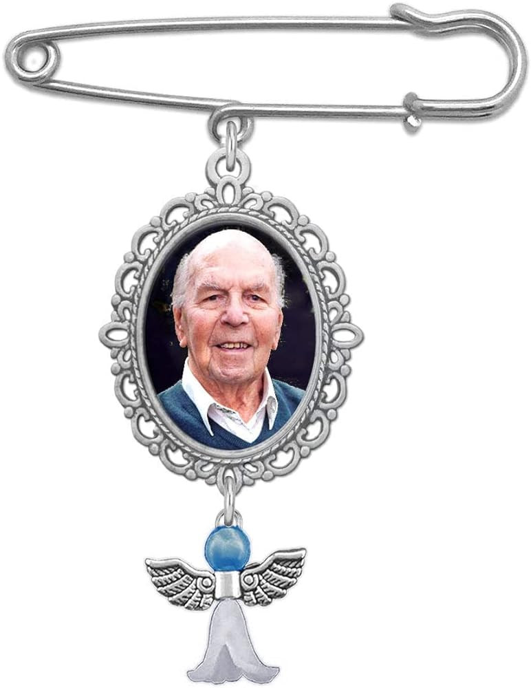 Something Blue Wedding Bouquet Photo Charm Pin Lacy Oval Bridal Charm Walk Down The Aisle Easy to... | Amazon (US)