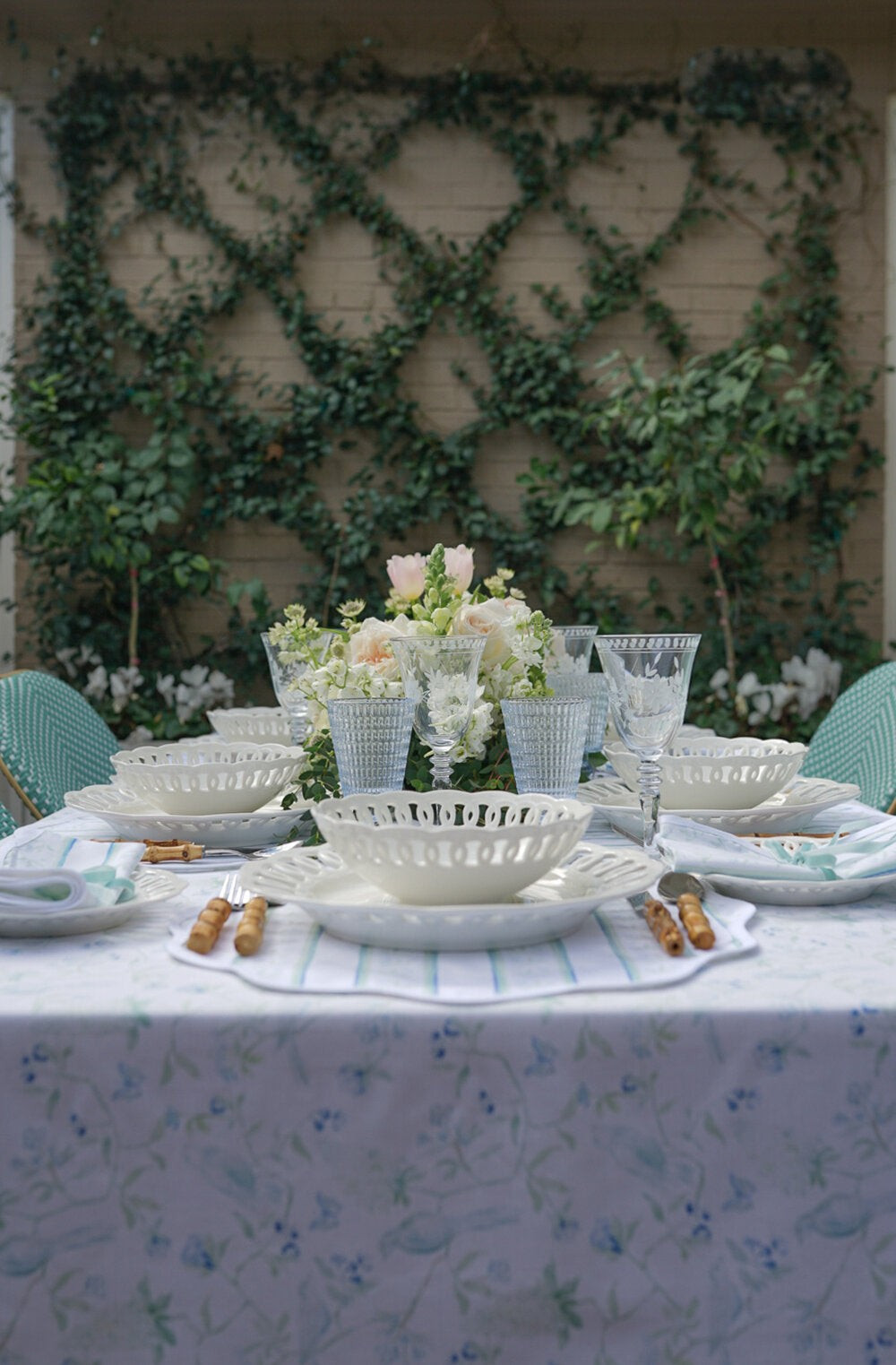Rectangular Tablecloth | Chinoiserie Birds x Nicola Bathie | Fenwick Fields, LLC