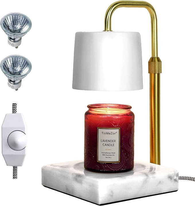 Candle Warmer Lamp, Electric Candle Lamp Warmer with Dimmer, Bedroom Home Decor Marble Base Dimma... | Amazon (US)