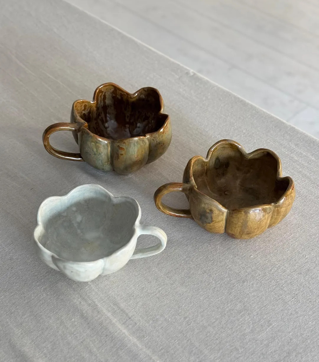 Ceramic Rustic Petal Cups Handmade Stoneware Nordic Cappuccino Cup One of Kind Latte Coffee Mug F... | Etsy (US)