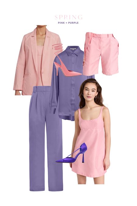 Spring Pink + Purple! Look at how gorgeous this purple set is. Unreal! 

pink outfit l purple outfit l pink heel l purple heel l wrap up heel l dress l pink dress l pink match outfit l pink set