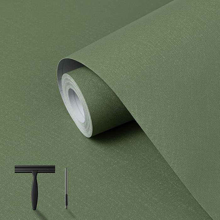 Green Peel and Stick Wallpaper 118.1''x17.7'' Green Contact Paper for Cabinets and Drawers with T... | Amazon (US)