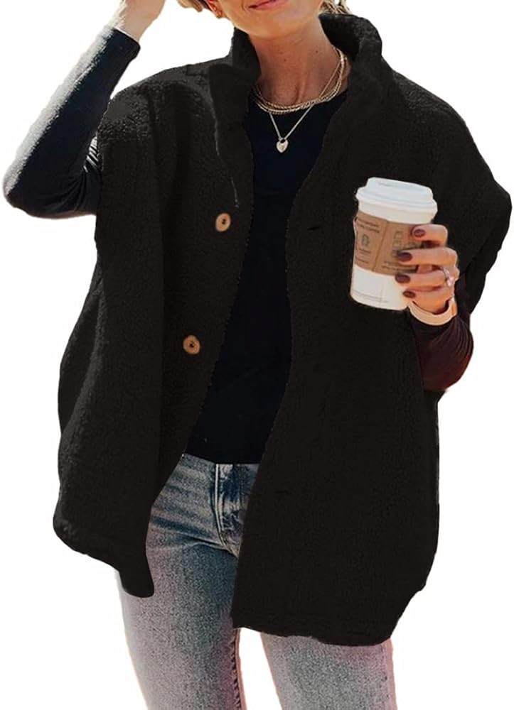 Hongqizo Womens Fuzzy Fleece Vest Casual Oversized Warm Button Down Sherpa Vest Jacket with Pocke... | Amazon (US)