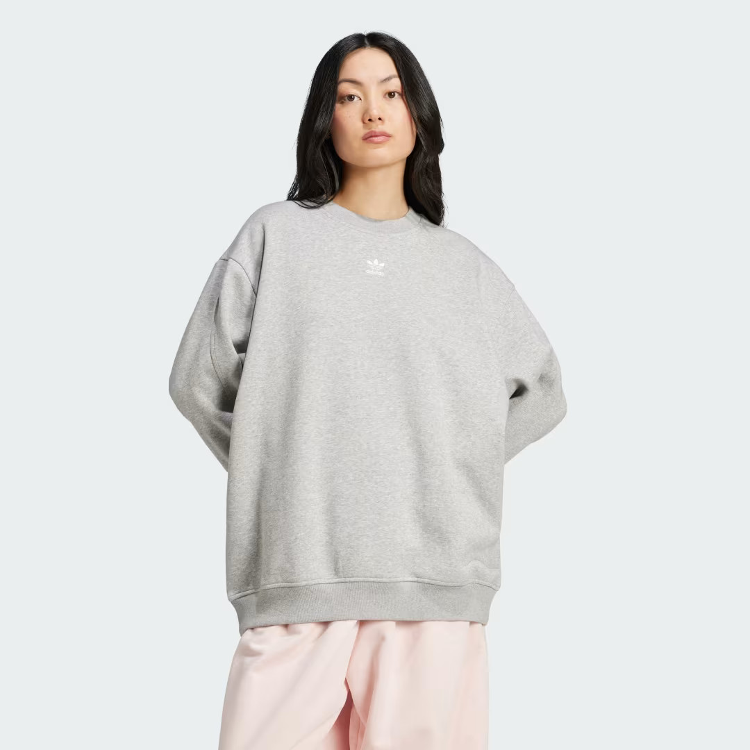 adidas Essentials Fleece Long Oversized Crew Sweatshirt Grey 2XL - Womens Originals Hoodies & Sweatshirts | adidas (US)