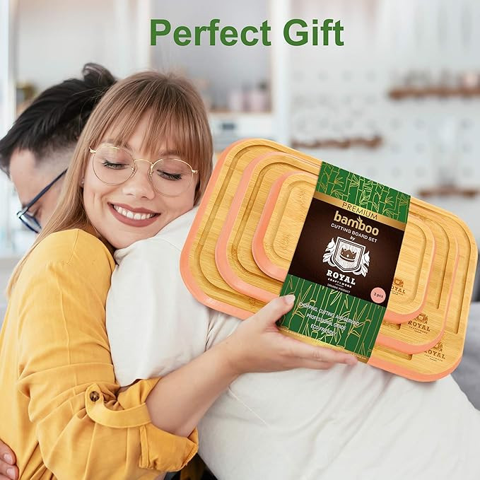 Bamboo Cutting Board Set with Juice Groove (3 Pieces) - Kitchen Chopping Board for Meat (Cutting ... | Amazon (US)