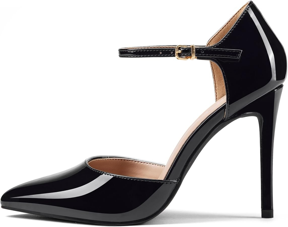 Elisabet Tang Women's 4 Inch High Stiletto Heels, Adjustable Ankle Strap with Buckle, Strappy D'O... | Amazon (US)