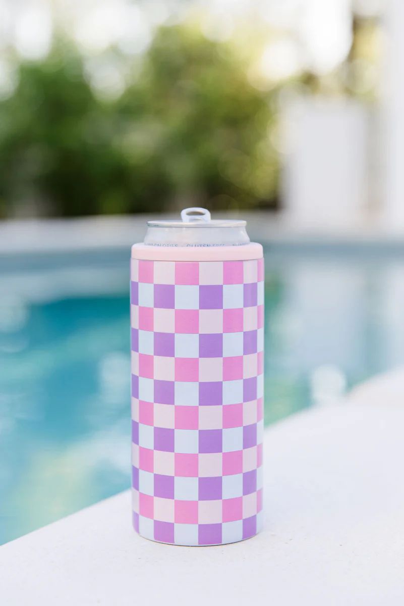 Tori Checkered Slim Can Cover Tori X Pink Lily | Pink Lily