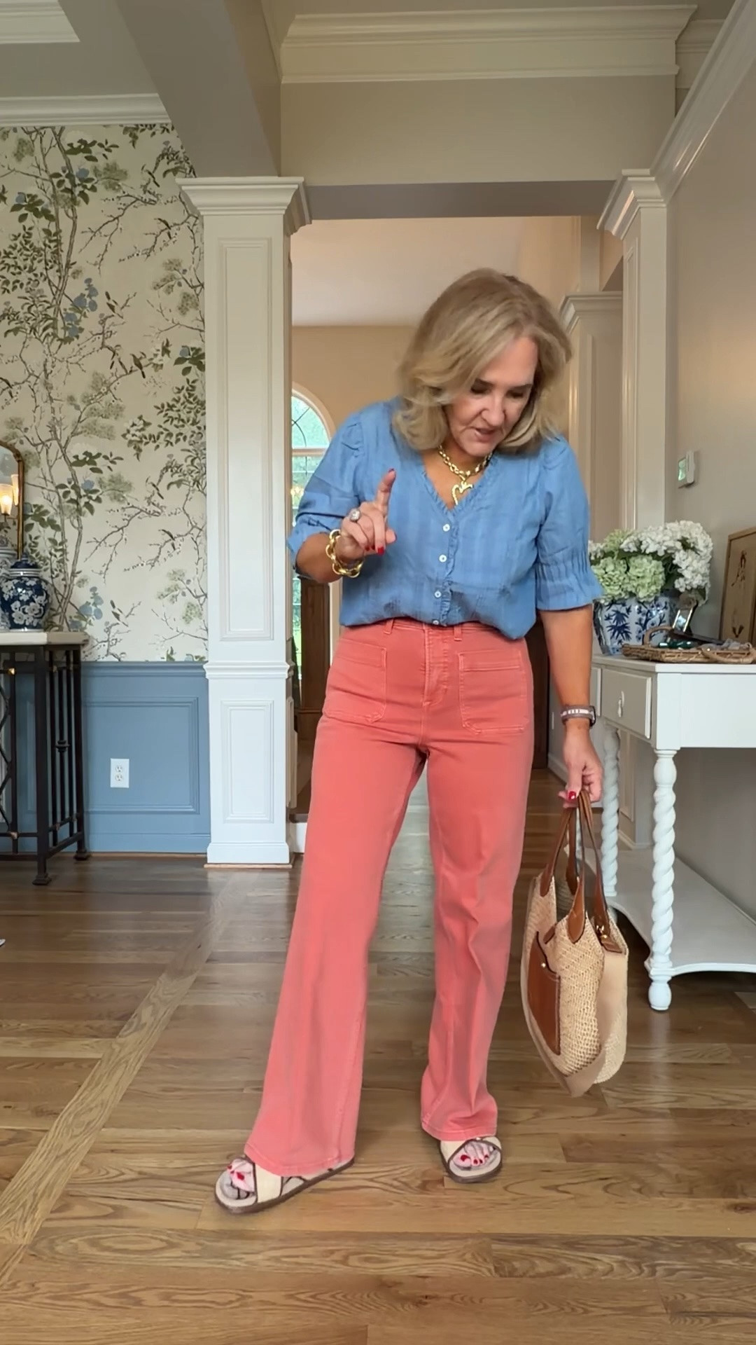 Top size small grab it on sale!!!

Jeans size medium petite love this color
Tote 10% off code NANETTE 
necklace 20% off code NANETTE20

#LTKSaleAlert #LTKOver40 #LTKootd
