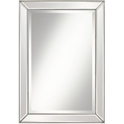 Uttermost Rectangular Vanity Wall Mirror Modern Beaded Border Silver Pewter Frame Beveled 24" Wid... | Target