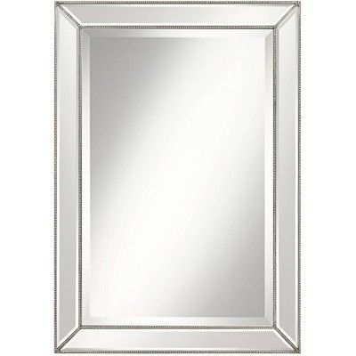 Uttermost Rectangular Vanity Wall Mirror Modern Beaded Border Silver Pewter Frame Beveled 24" Wid... | Target