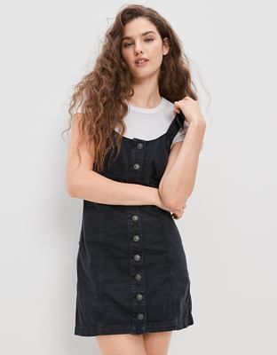 AE Button-Front Denim Mini Dress | American Eagle Outfitters (US & CA)