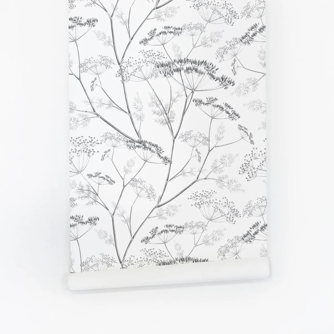 Grey botanical wildflower wallpaper | Livettes Wallpaper