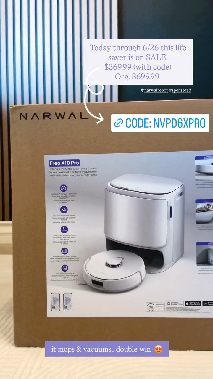 Shop my Narwal mop & vacuum smart robot - if you have littles clean floors can feel like a challenge.. if you also can’t afford a housekeeper like me lol give this a try 😉 Remember get a price drop notification if you heart a post/save a product 😉 

✨️ P.S. if you follow, like, share, save, or shop my post (either here or @renovatingroblessed).. thank you sooo much, I appreciate you! As always thanks sooo much for being here & shopping with me 🥹 

@narwal 
| Narwal Robotics, hearth and Hand with magnolia, target home, target finds, at target, from target,  bedroom refresh, date night outfits, resort wear, date night outfits, vacation outfits beach, storage basket, gallery wall, date night outfits, winter denim, work outfits, resort war, business casual workwear, spring outfits 2026, country concert outfits, spring dresses, date night outfits, vacation outfits beach, work outfits, travel outfits, resort wear 2026, plus size fashion, spring break outfits, rodeo outfit inspo, storage, gallery wall,  wedding guest dress summer, Fathers Day gift guide, summer outfits, summer dresses, date night outfits, Fathers Day gifts, vacation outfits beach, osmo, camera, content, vlogging camera, DJI Osmo Pocket, vacuum, smart vacuum, smart home, living room, cleaning, cleaning products, cordless vacuum, vacuum mop, robot vacuum, robot vacuum mop, robot vacuum and mop | #LTKCreatorOwned #LTKCreatorOwnedBrands #WinterTrends #LTKWinterTrends #WorkWear #TopSharedPosts #LTKTopSharedPosts #TrendingCreators #LTKTrendingCreators #PopularToday #LTKPopularToday #TreatYourself #LTKTreatYourself #amandaroblessed #LosAngeles #LTKMothersDay #LTKGiftGuide #LTKFindsUnder100 #LTKFindsUnder50 #LTKFestival #LTKFestival #LTKSwim
#LTKBump #LTKSaleAlert #LTKPetite #LTKKids #LTKstorytime #LTKActive #LTKOver40 #LTKMidsize #LTKBeauty #LTKfoodie #LTKdayinmylife #LTKSeasonal #LTKselfcare #LTKgrwm #LTKU #LTKPlusSize #LTKWedding #LTKmomlife #LTKBaby #LTKvlog #LTKHome #LTKTall #LTKfitnessgoals #LTKTravel #LTKMens #LTKootd #LTKmorningroutine #LTKWorkwear