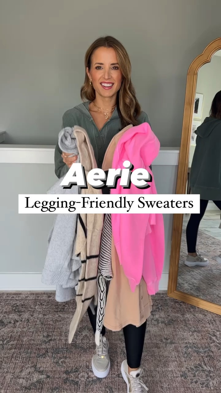Fall outfits. Travel outfits. Aerie sweaters. Aerie sweatshirts (XXS). Aerie striped sweater. (XXS). Aerie ribbed shine leggings, XXS, AMAZING!!). Aerie lumberjane shirts (XXS). Casual outfits. Nike court vision Alta (TTS but size up if you are sometimes in-between sizes). Amazon tank top (small, great for layering).

#LTKfindsunder50 #LTKtravel #LTKfindsunder100