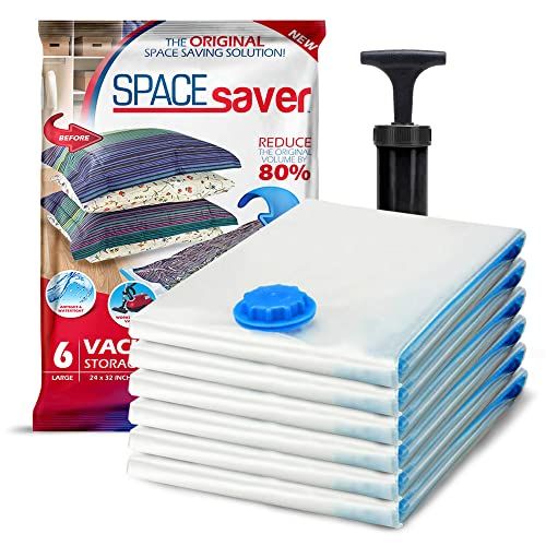 Spacesaver Vacuum Storage Bags (Large 6-Pack) Save 80% on Clothes Storage Space - Vacuum Sealer Bags | Amazon (US)