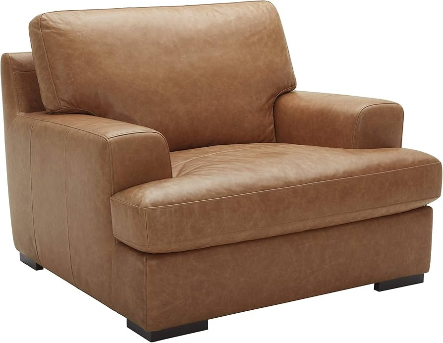 Amazon Brand – Stone & Beam Lauren Genuine Leather Down-Filled Oversized Living Room Accent Arm... | Amazon (US)
