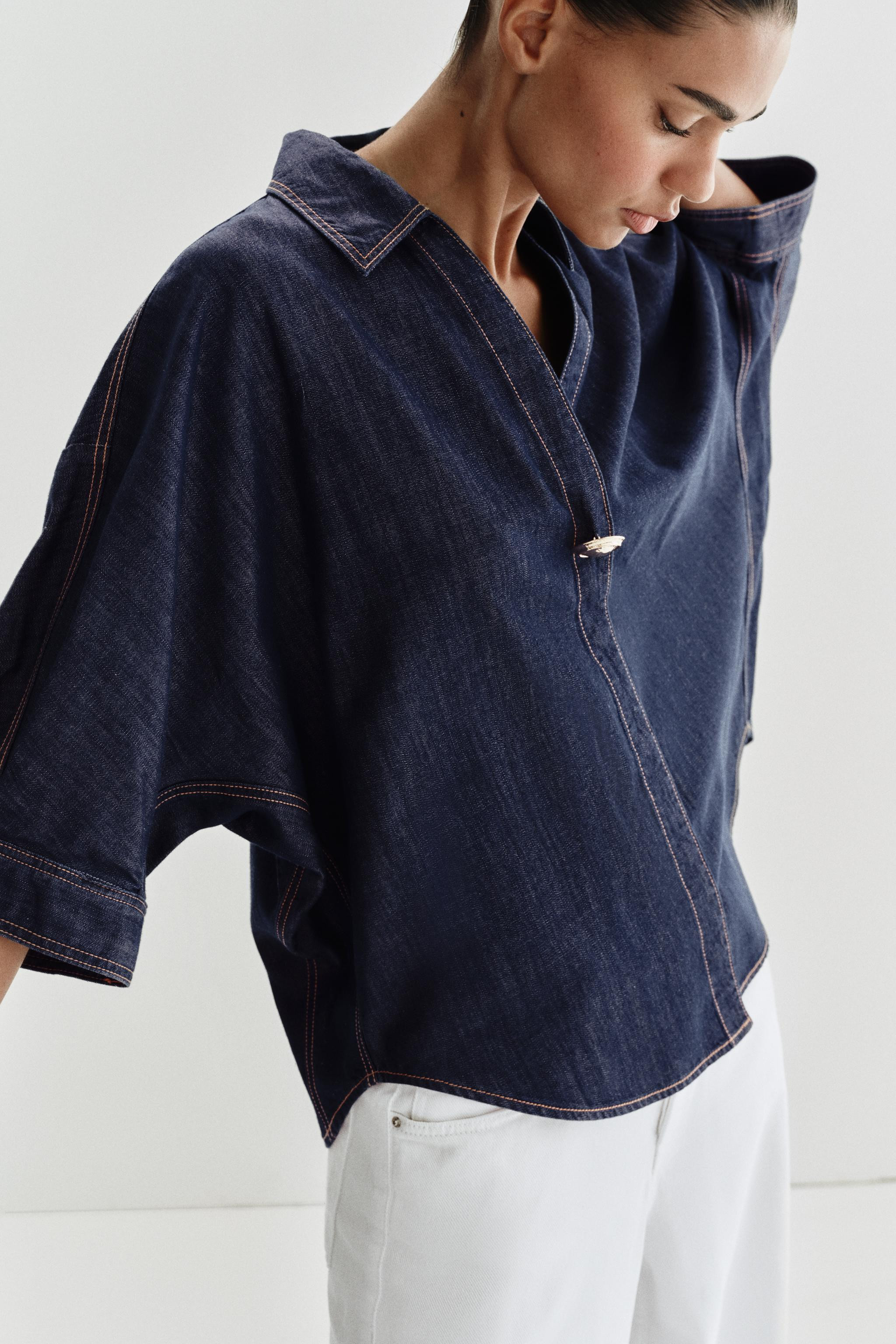 Z1975 DENIM SHIRT WITH GOLD APPLIQUÉ | Zara UK