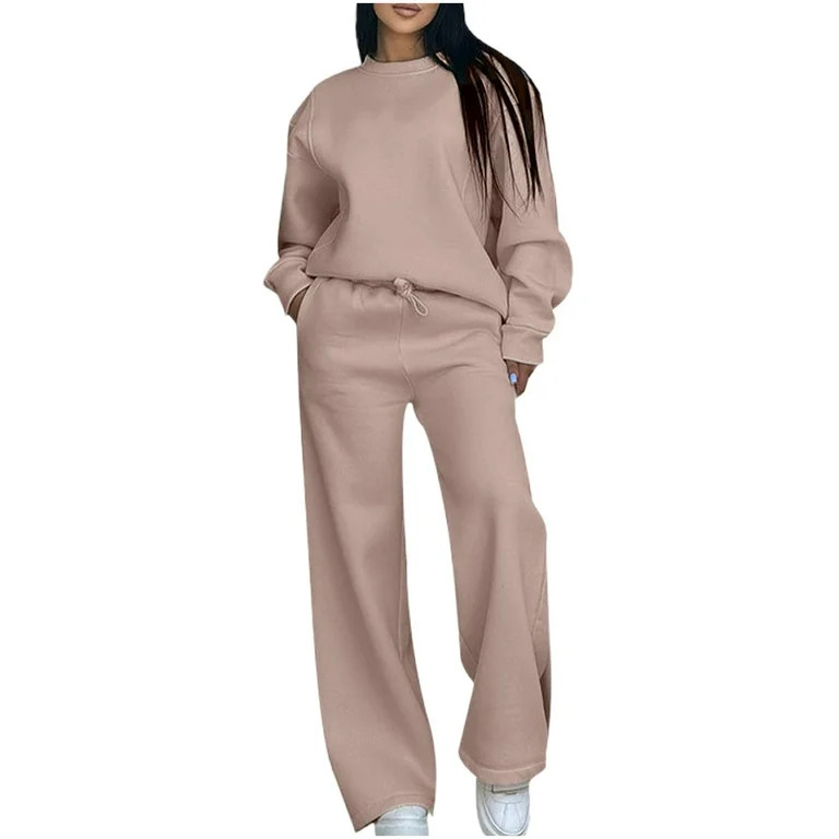 Bloomae Two Piece Workout Sets for Women Sweatsuit Drawstring Elastic Waist Jogger Sets with Pock... | Walmart (US)