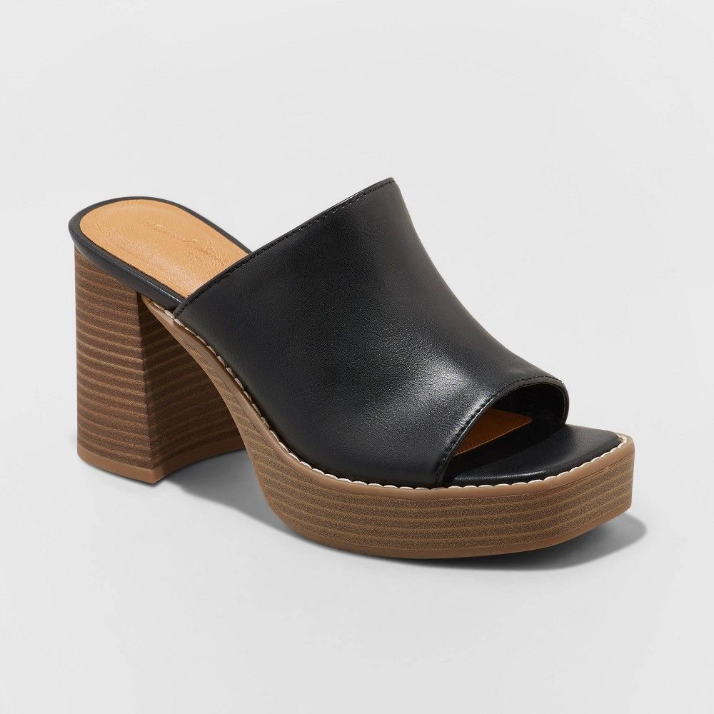 Women's Gabby Platform Mule Heels - Universal Thread Black 12 | Target