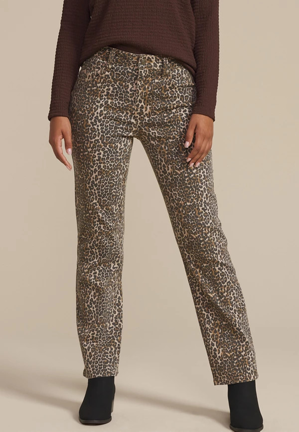 m jeans by maurices™ High Rise Leopard Straight Jean | Maurices