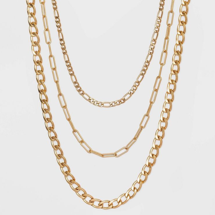 Mixed Delicate Link Layered Necklace - Universal Thread™ Gold | Target