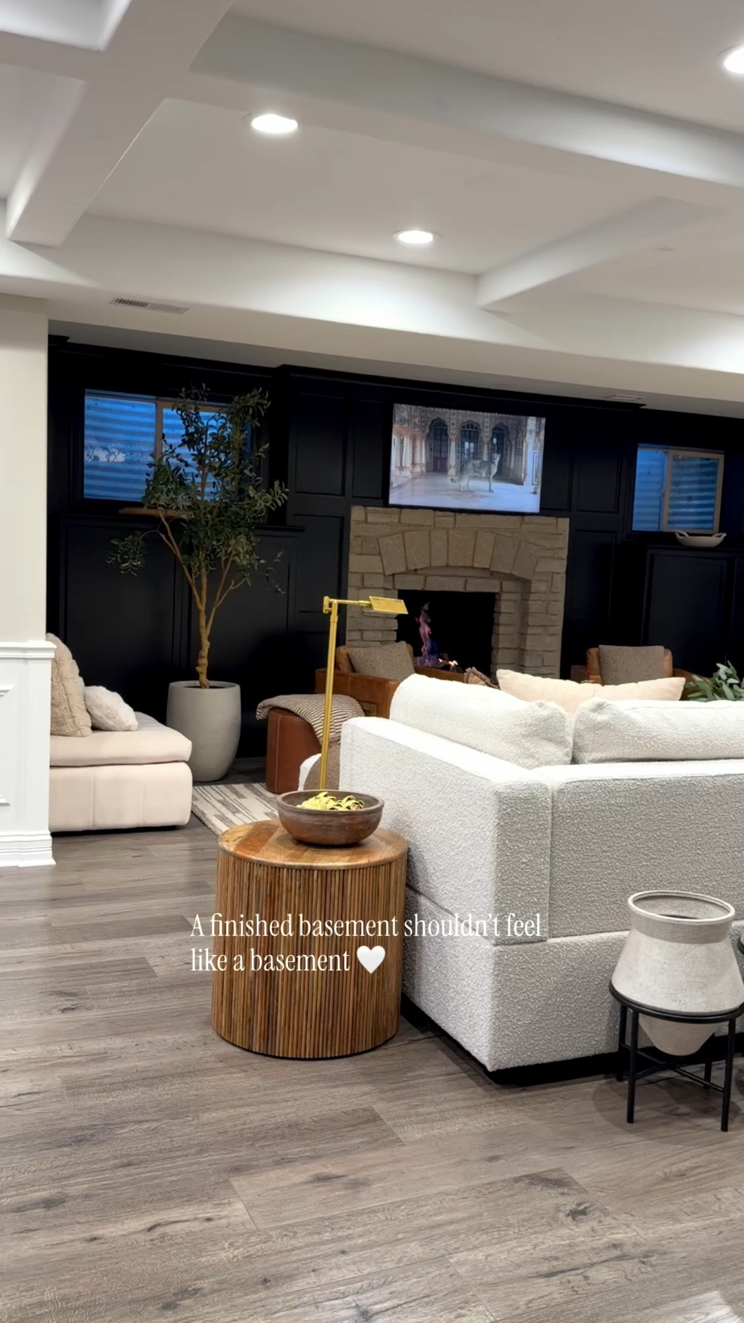 A finished basement shouldn’t feel like a basement. 🤍

A few warm wood tones, layered lighting, cozy textures, and oversized seating completely transformed this space.

Sharing some of my favorite basement details today.

#LTKHome #LTKSaleAlert