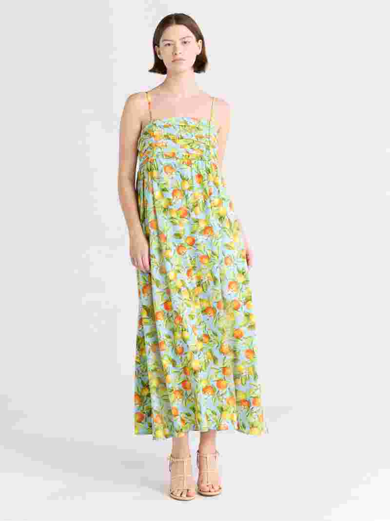 Free Assembly Women's Pleated Linen Blend Maxi Dress, Sizes XS-XXXL - Walmart.com | Walmart (US)